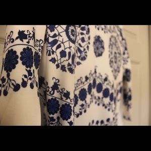 White and blue porcelain pattern dress